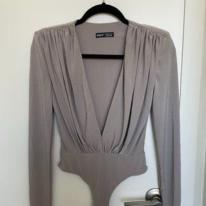 SHEIN Taupe low v-neck body suit